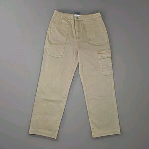 Risen Sand High Rise Cargo Boyfriend Jeans NWT Utility Khaki Size 13 31W Denim